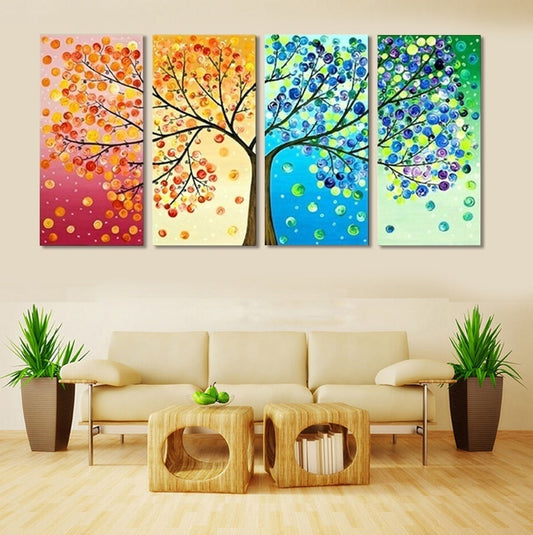 VitaVerde Wall Art | Tree of Life Canvas Depicting the Four Seasons in Vibrant Detail