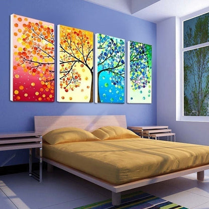 VitaVerde Wall Art | Tree of Life Canvas Depicting the Four Seasons in Vibrant Detail
