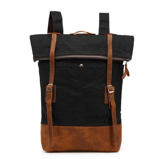 Vintage Style | Waterproof Canvas Leather Travel Backpack with Laptop Compartment 1