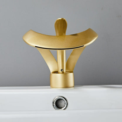 GoldenVeil Faucet | Brushed Gold Brilliance with a Serene Waterfall Flow