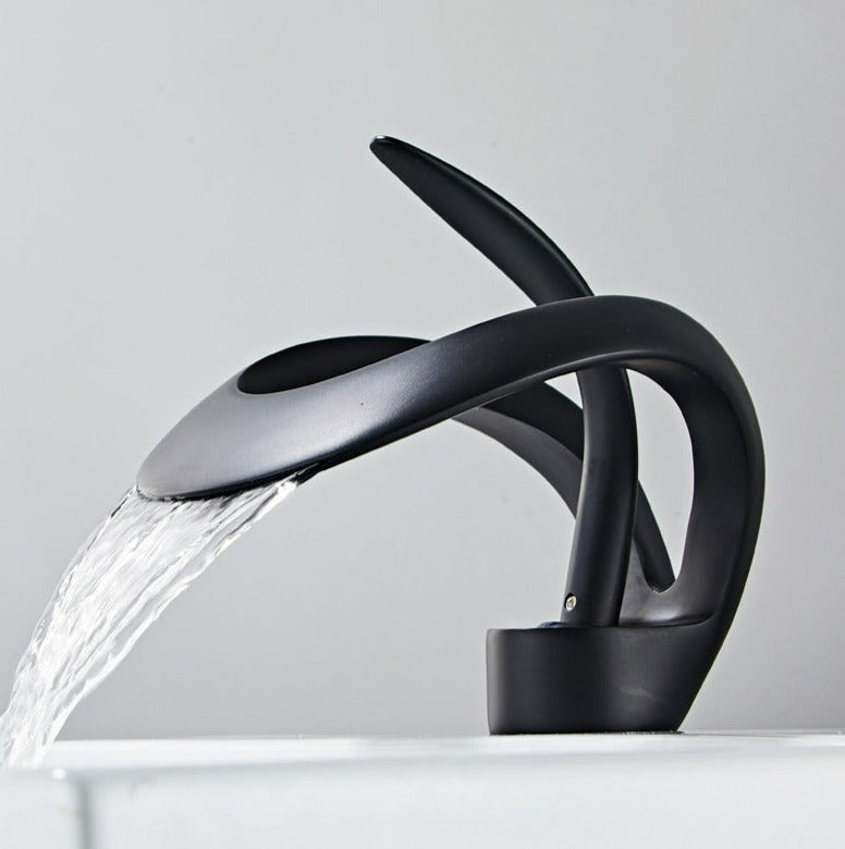 GoldenVeil Faucet | Brushed Gold Brilliance with a Serene Waterfall Flow