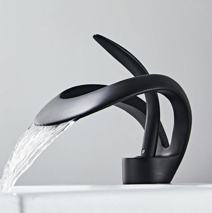 GoldenVeil Faucet | Brushed Gold Brilliance with a Serene Waterfall Flow