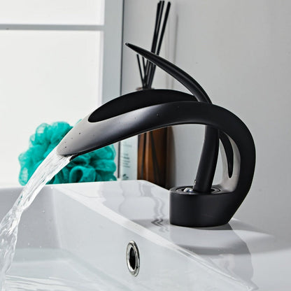 GoldenVeil Faucet | Brushed Gold Brilliance with a Serene Waterfall Flow