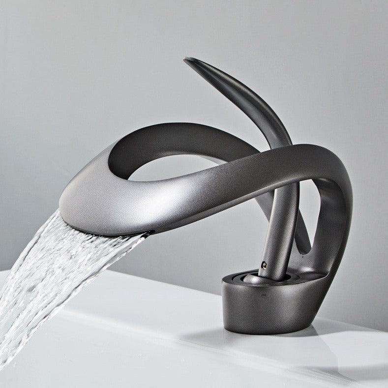 GoldenVeil Faucet | Brushed Gold Brilliance with a Serene Waterfall Flow