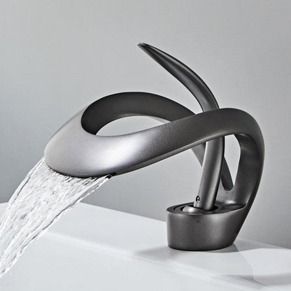 GoldenVeil Faucet | Brushed Gold Brilliance with a Serene Waterfall Flow