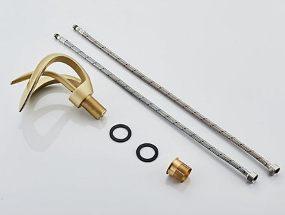 GoldenVeil Faucet | Brushed Gold Brilliance with a Serene Waterfall Flow