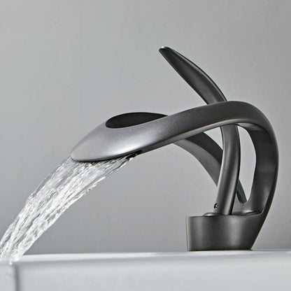 GoldenVeil Faucet | Brushed Gold Brilliance with a Serene Waterfall Flow