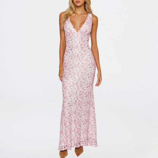 Brittany | Women’s Wedding Guest Maxi Dress with V-Neck Fit