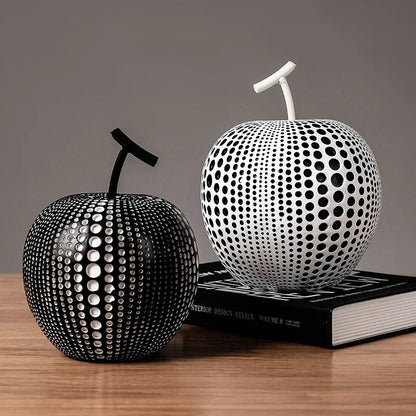 DotBlanc Apple Sculpture | Monochrome Polka Dot Décor with Modern Art Flair