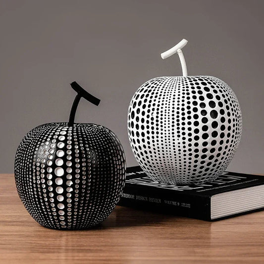 DotBlanc Apple Sculpture | Monochrome Polka Dot Décor with Modern Art Flair