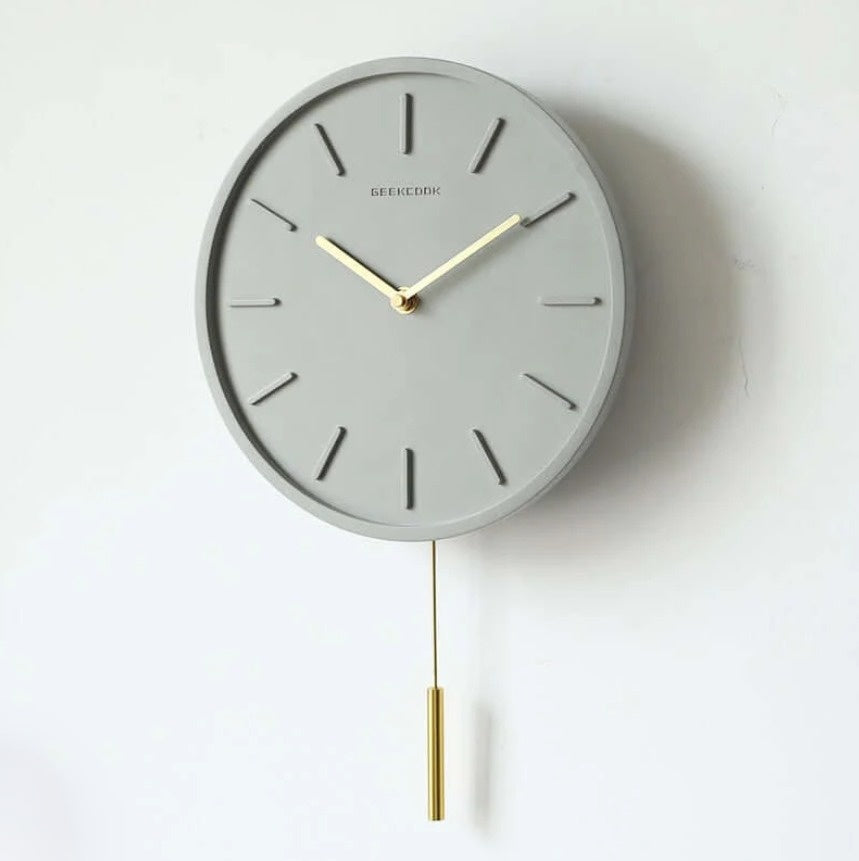 NordStone Pendulum Clock | Minimalist Cement & Metal Harmony