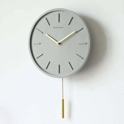 NordStone Pendulum Clock | Minimalist Cement & Metal Harmony