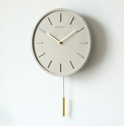 NordStone Pendulum Clock | Minimalist Cement & Metal Harmony