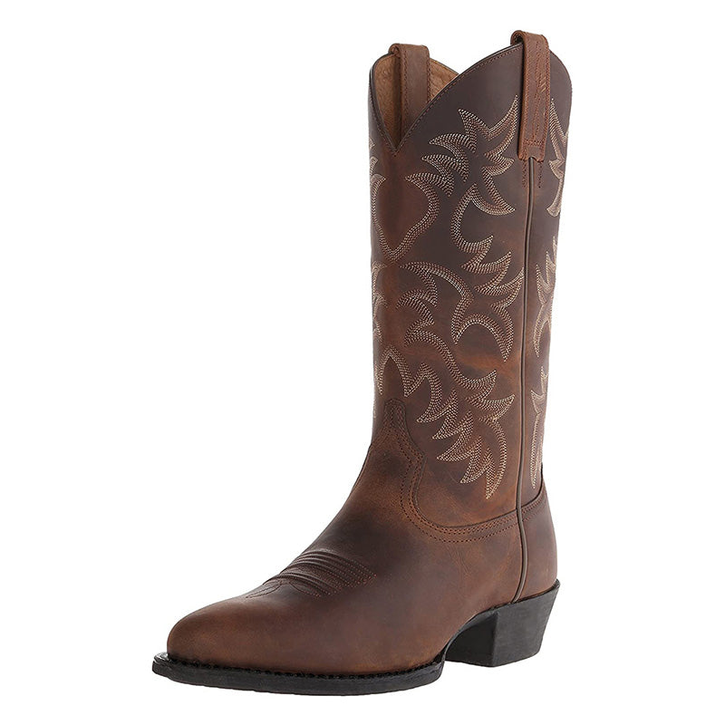 Rhett | Men’s Leather Cowboy Boots with Embroidered Shaft