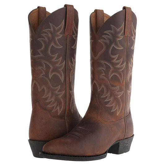 Rhett | Men’s Leather Cowboy Boots with Embroidered Shaft