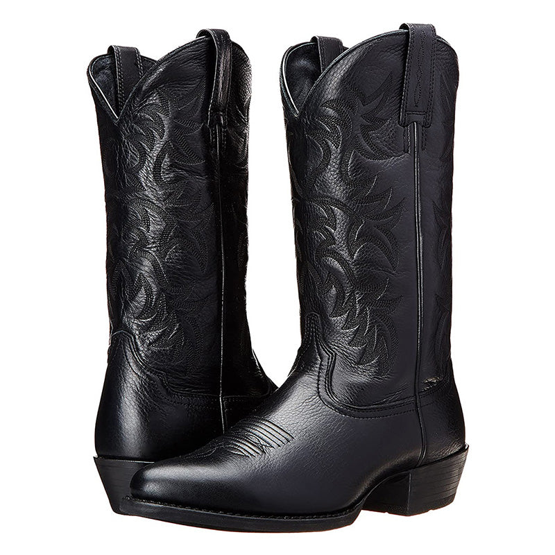 Rhett | Men’s Leather Cowboy Boots with Embroidered Shaft