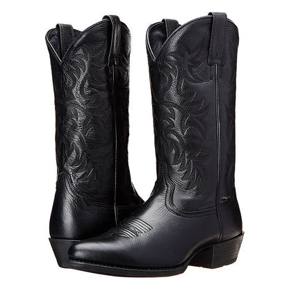 Rhett | Men’s Leather Cowboy Boots with Embroidered Shaft