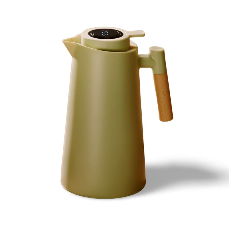 Artisan Glass Thermo Jug | Digital Temp & Wood Grip