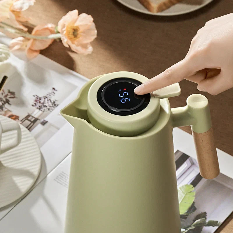 Artisan Glass Thermo Jug | Digital Temp & Wood Grip