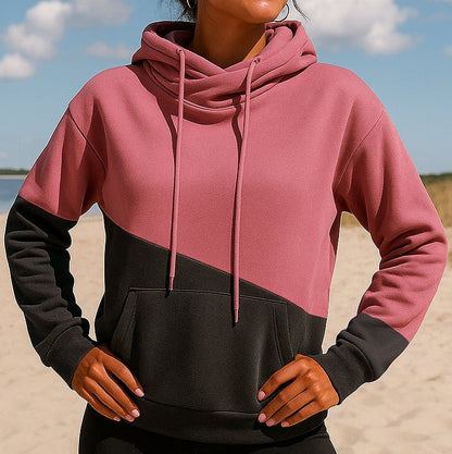 Amara | Women’s Soft Knit Color block Pullover Hoodie